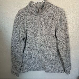 Calvin Klein Women’s Medium Lightweight Full Zip Pockets Mock Neck Marled Gray